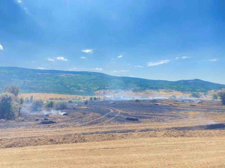 Gediz’de balya makinesinden çıkan kıvılcım 90 dönüm tarlayı yaktı
