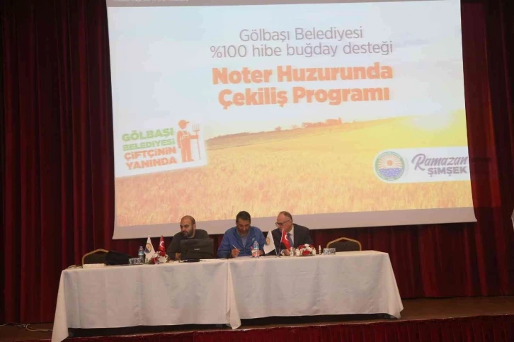 Gölbaşı’nda yüzde 100 hibeli buğday desteğinin kuraları çekildi
