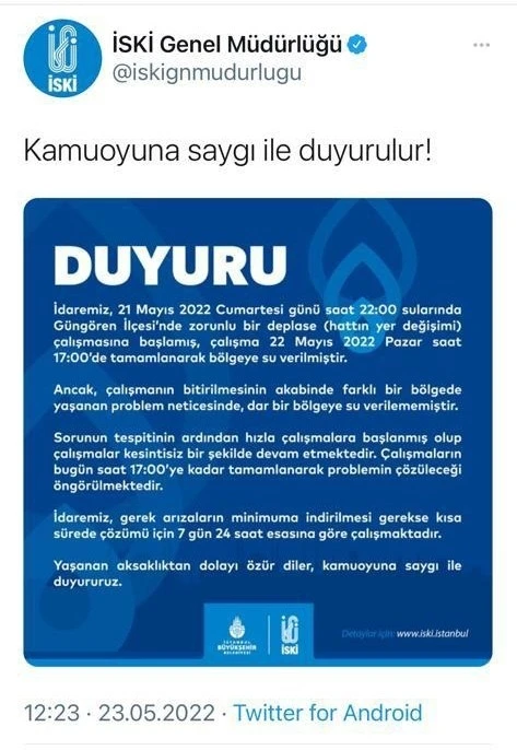 Güngören’de iki gün süren su kesintisi vatandaşları isyan ettirdi
