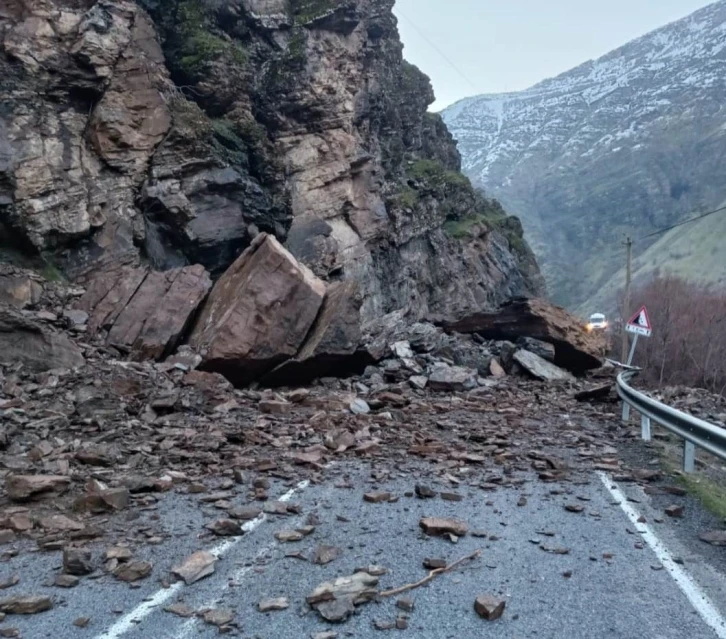 Hakkari Çukurca yolunda heyelan, yol ulaşıma kapandı
