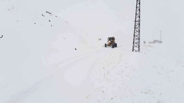 Hakkari’de kapanan 10 yerleşim yolunda karla mücadele çalışması
