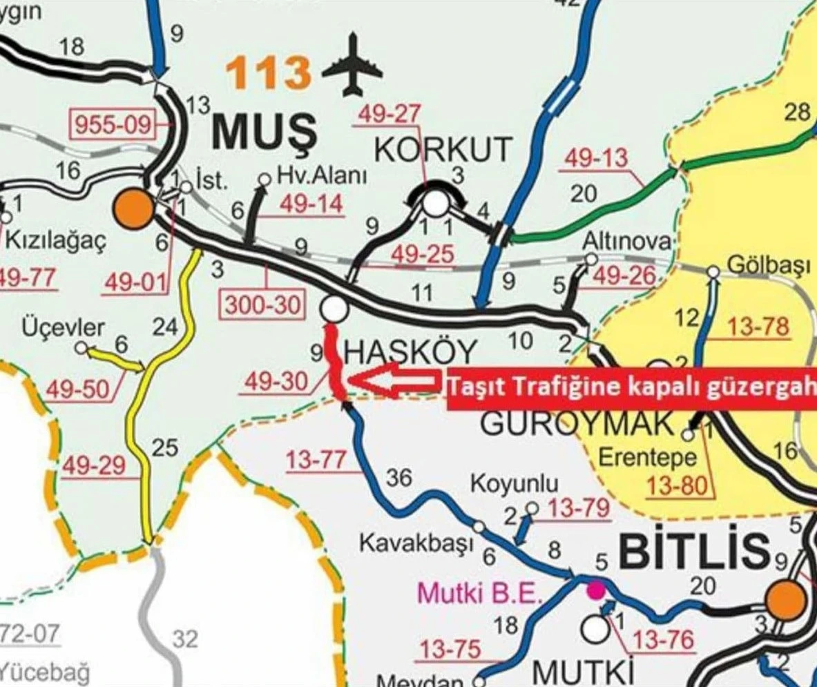 Hasköy-Mutki kara yolu ulaşıma kapatıldı
