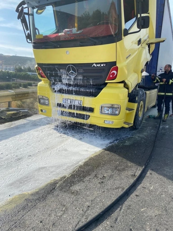 Hatay’da bir tır alev aldı
