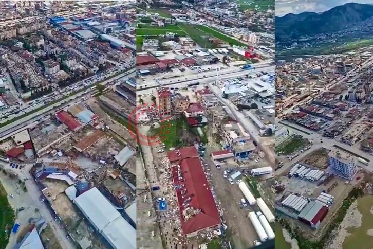 Hatay’da depremin ağır bilançosu havadan helikopterle görüntülendi