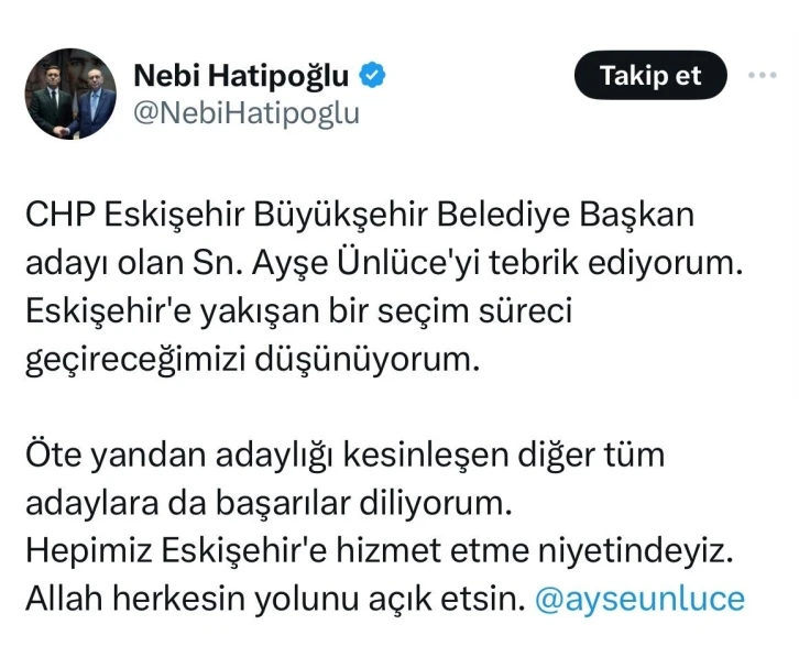 Hatipoğlu rakibini herkesten önce kutladı
