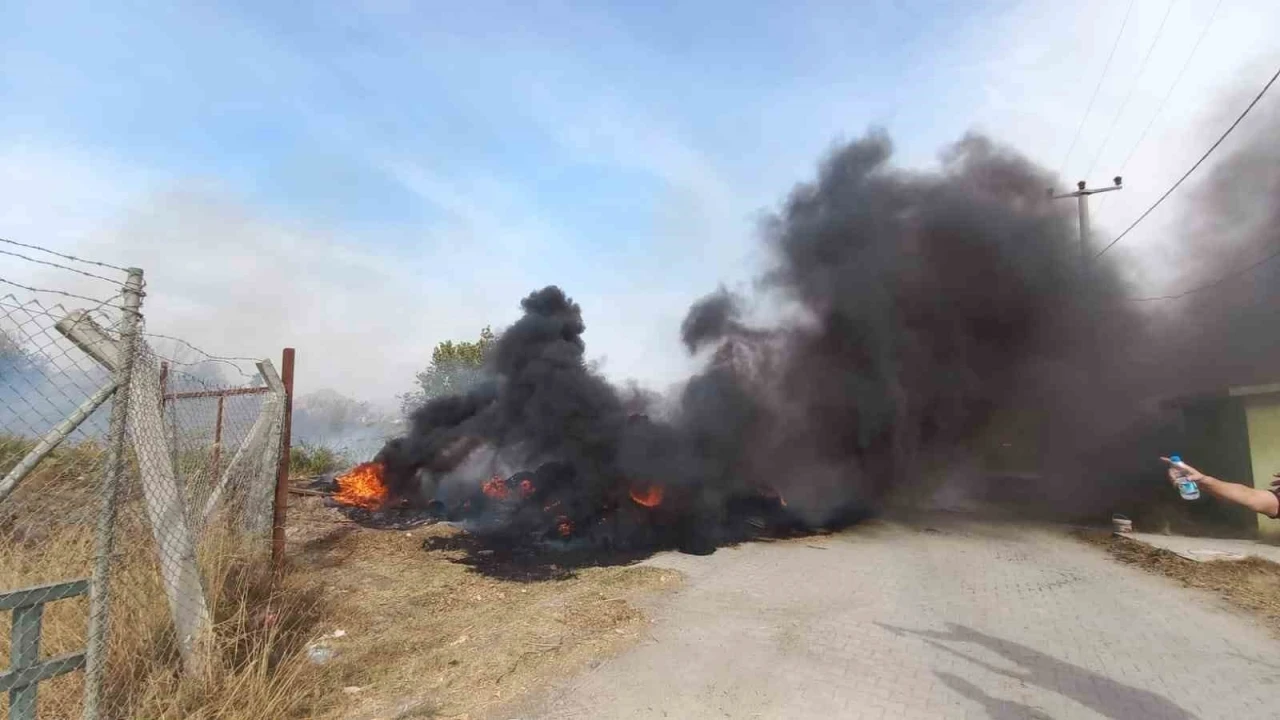 İncirliova’da samanlıktan çıkan yangın bahçeye sıçradı
