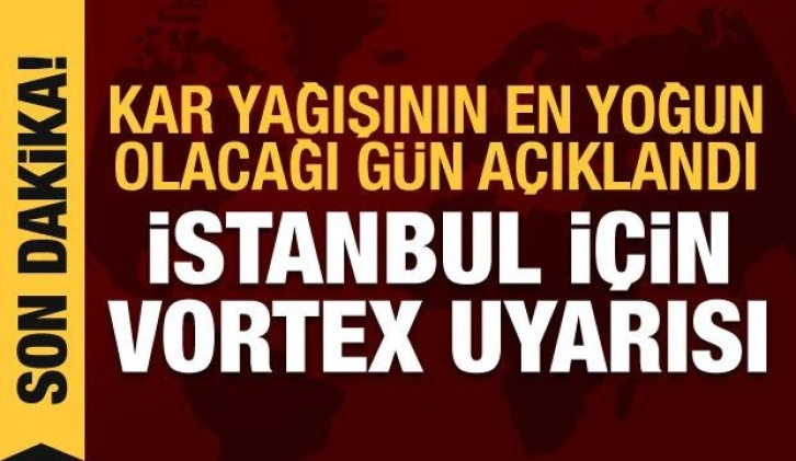 İstanbul için vortex uyarısı! Kar yağışının en yoğun olacağı gün açıklandı