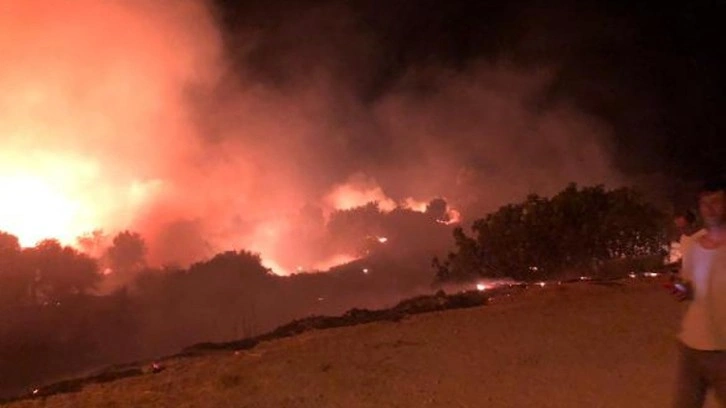 İzmir Çeşme'de korkutan yangın. Yangın bölgesine yakın evler boşaltıldı