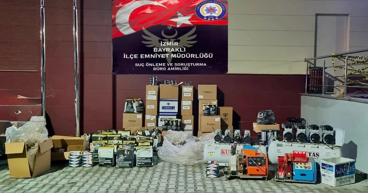 İzmir’de ev görünümlü kaçak sigara imalathanesine operasyon
