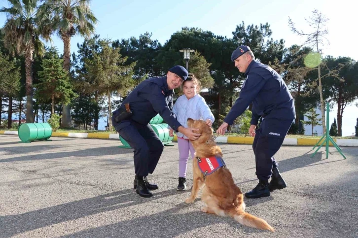 Jandarma köpeği Rio’dan miniklere gösteri
