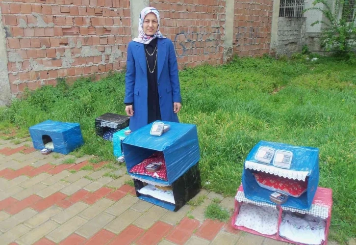 Kadın girişimci soğuk günlerde sokak hayvanlarını unutmadı
