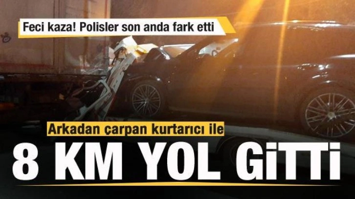 Kamyon, arkadan çarpan kurtarıcı ile 8 kilometre gitti!