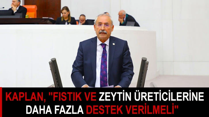 Kaplan, "fıstık ve zeytin üreticilerine daha fazla destek verilmeli"