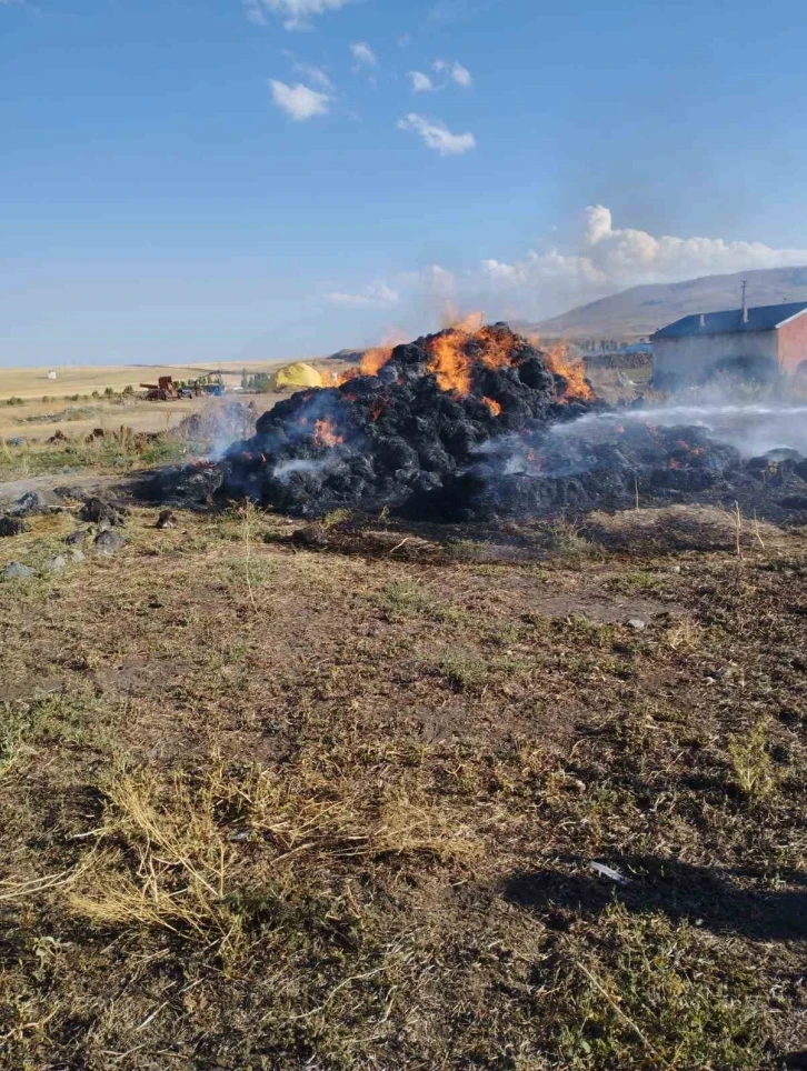 Kars’ta 20 ton ot yanarak kül oldu
