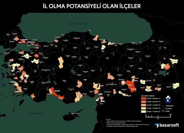 'Konuşan' haritalar, il potansiyeli yüksek 67 ilçeyi belirledi