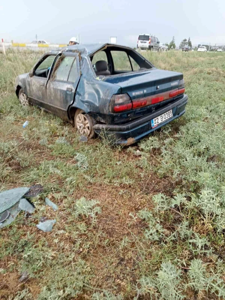 Konya’da otomobil takla attı: 2 yaralı
