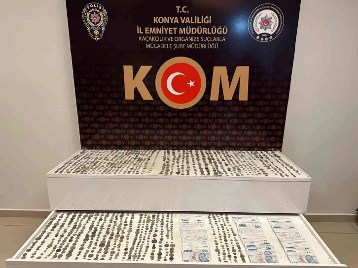 Konya’da polisin durdurduğu araçtan bin 460 adet sikke çıktı
