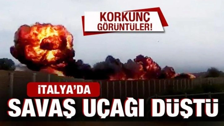 Korkunç görüntüler! İtalya Hava Kuvvetleri'ne ait uçak düştü: 1 çocuk öldü, 3 yaralı