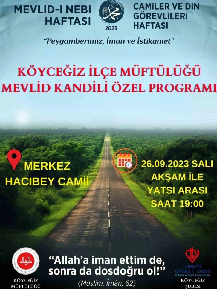 Köyceğiz’de Mevlid Kandili çeşitli programlarla idrak edilecek
