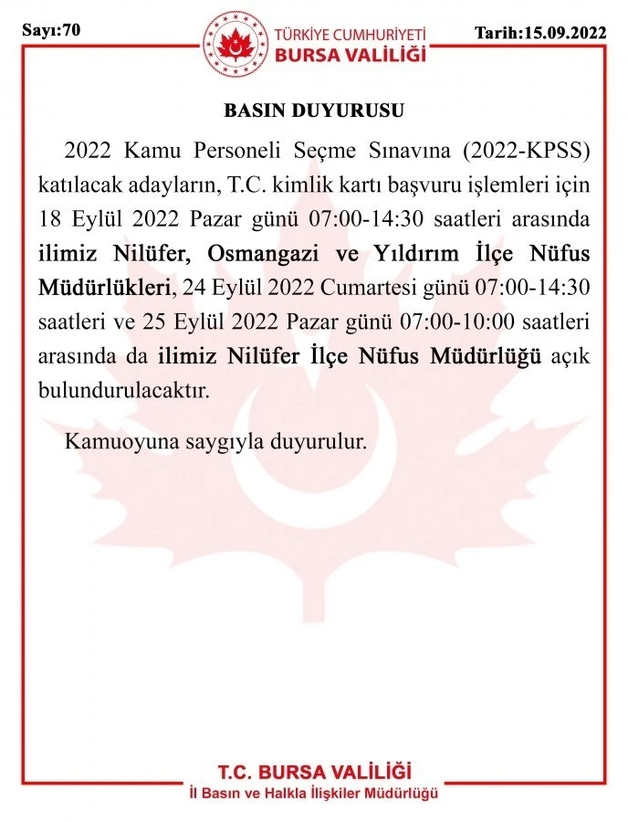 KPSS adayları dikkat...Bursa Valiliği duyurdu
