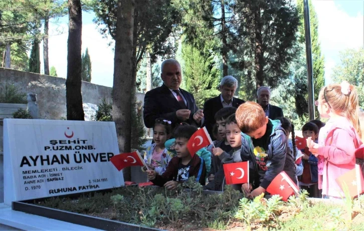 Kur’an kursu öğrencileri şehitliği ziyaret etti
