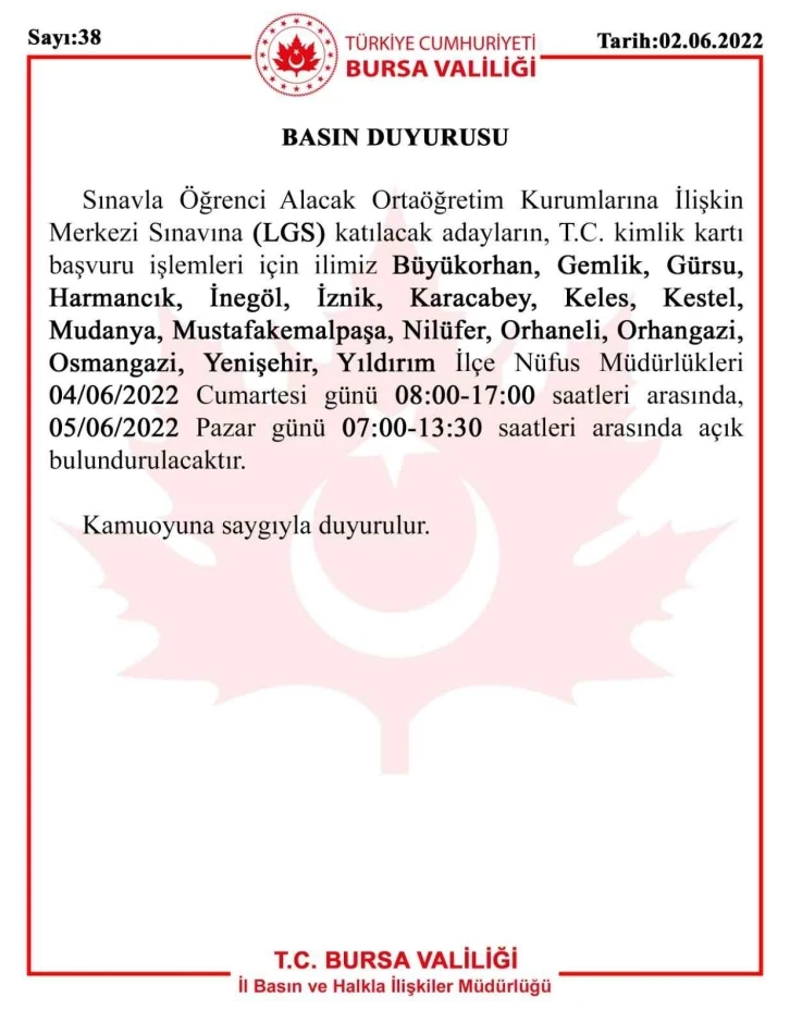 LGS adayları dikkat! Bursa Valiliği duyurdu...
