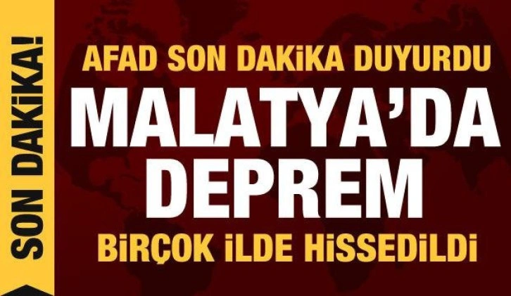 Malatya'da 5,2 büyüklüğünde deprem!