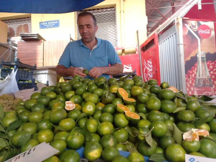 Mandalina Aydın’daki semt pazarındaki tezgahlarda yerini aldı
