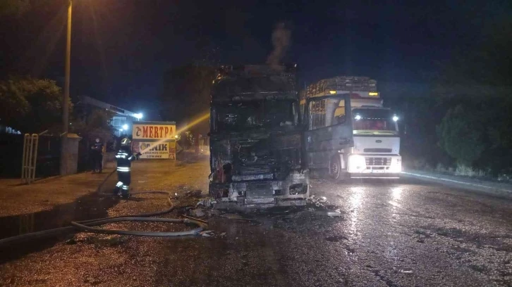 Manisa’da seyir halindeki tır yandı, sürücü son anda kurtuldu
