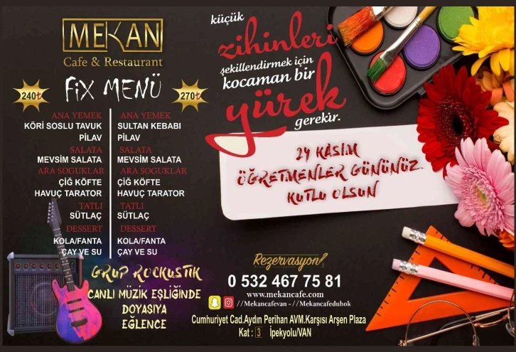 Mekan kafe restorandan öğretmenlere 5 yıldızlı gece
