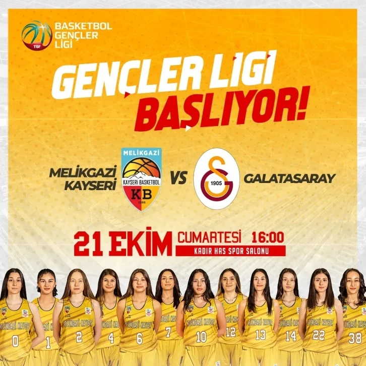 Melikgazi Basketbol’a Gençler Ligi’nde ilk rakip Galatasaray
