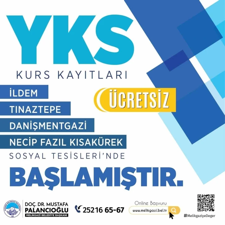 Melikgazi Belediyesi YKS kurs kayıtları başladı
