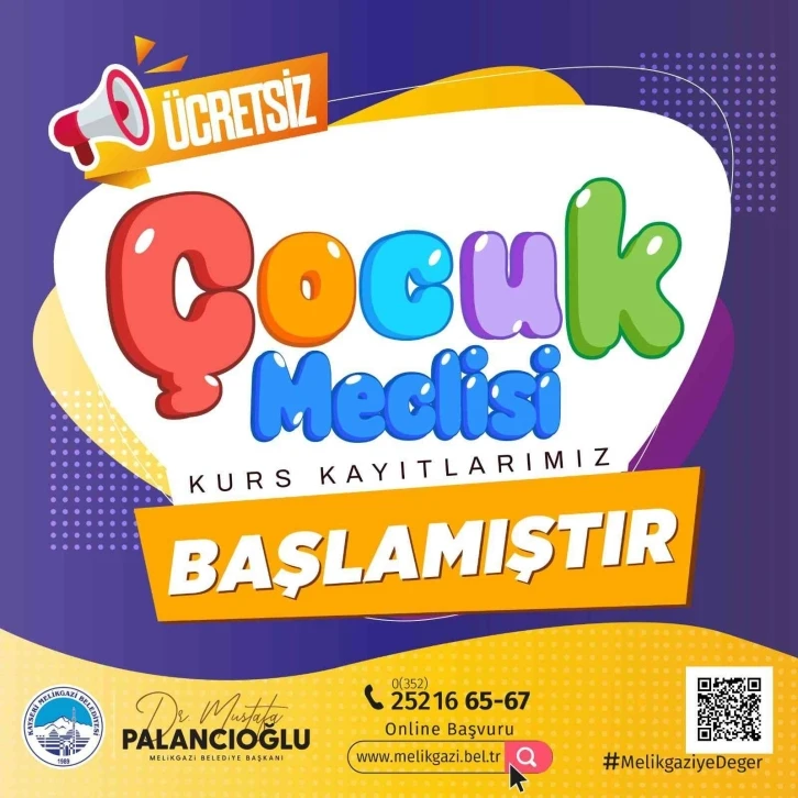 Melikgazi Çocuk Meclisi’nde kurs kayıtları başladı
