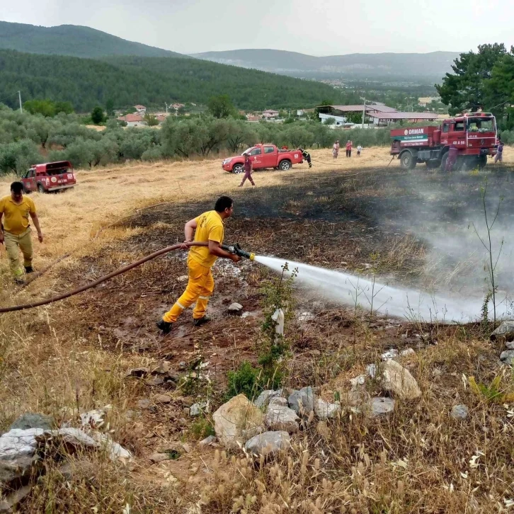 Menteşe’de tarlada çıkan ot yangın korkuttu
