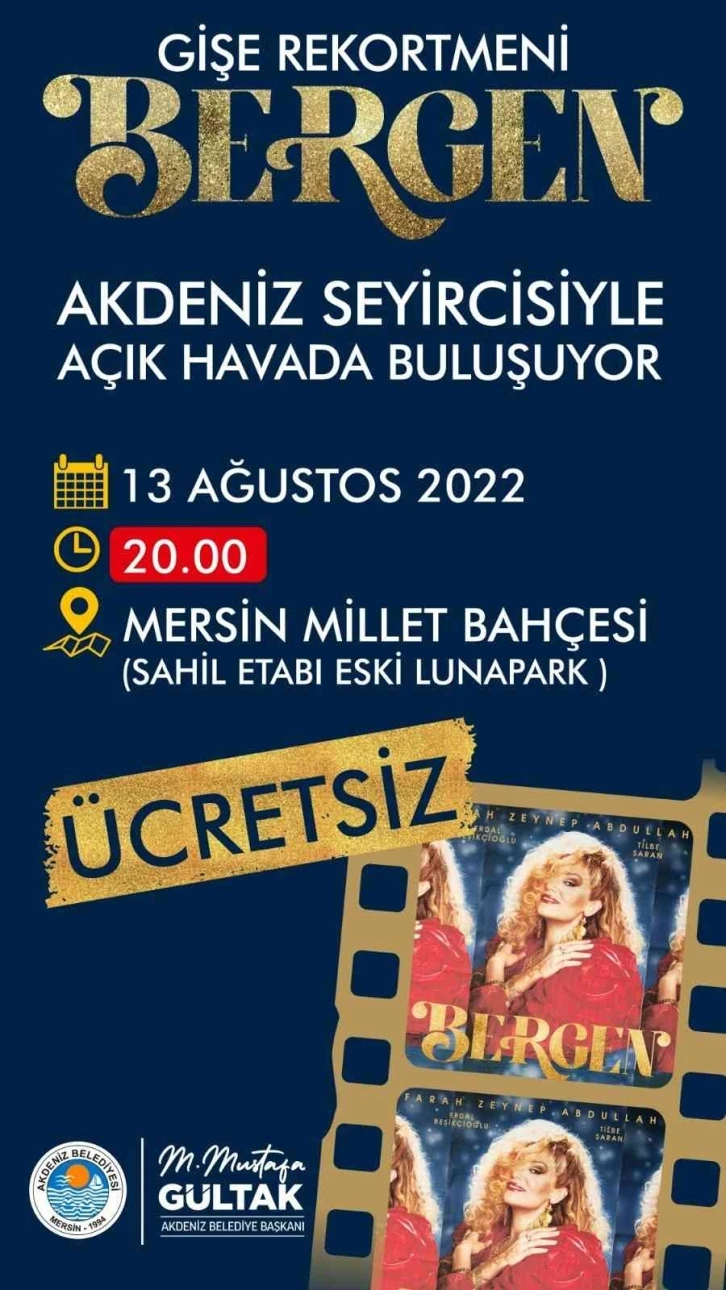 Mersin’de açık hava sinema gösterimi ’Bergen’ filmi ile başlıyor
