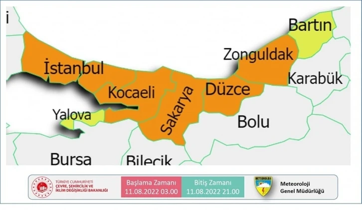 Meteoroloji’den Düzce için turuncu uyarı
