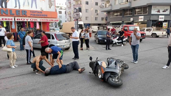 Motosiklet sürücüsü köpeğe çarpmamak isterken düşerek yaralandı
