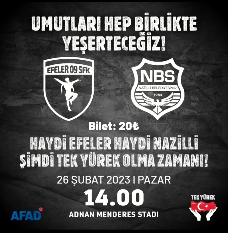 Nazilli Belediyespor ve Efeler 09 SFK depremzedeler için karşılaşacak
