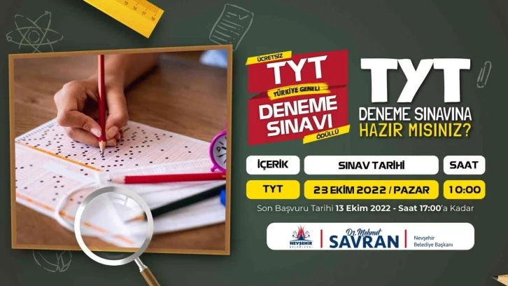 Nevşehir Belediyesinden ödüllü deneme sınavı
