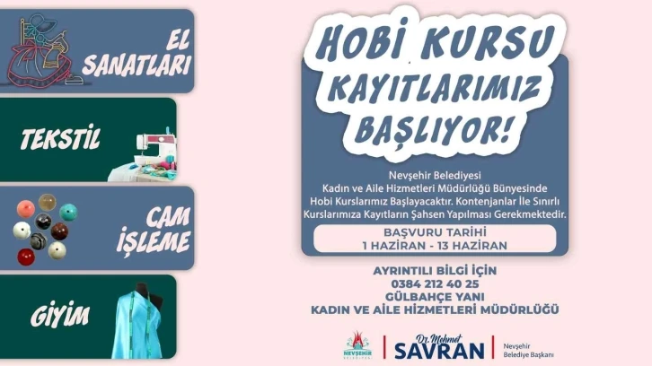 Nevşehir’de ‘Hobi Kursları’ kayıtları başladı
