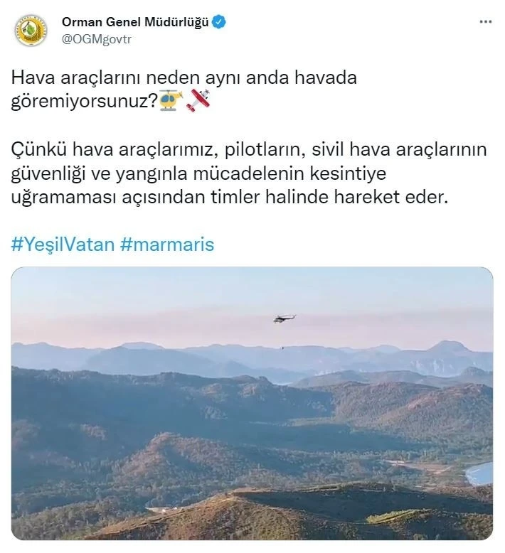 Orman Genel Müdürlüğü hava araçlarının neden aynı anda havada görülemediğini açıkladı
