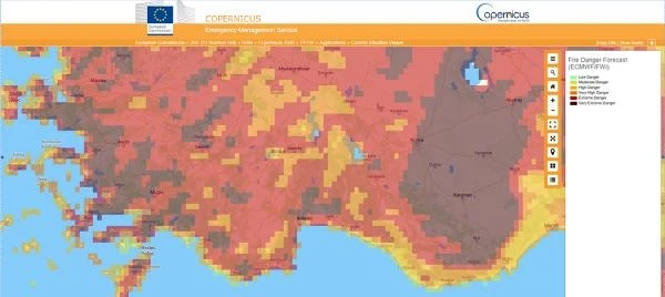 Orman yangınlarında Akdeniz ve Güney Ege'de 'çok aşırı tehlike' uyarısı