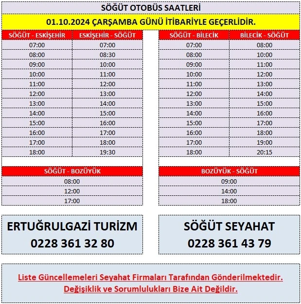 Otobüs sefer saatleri değişiyor
