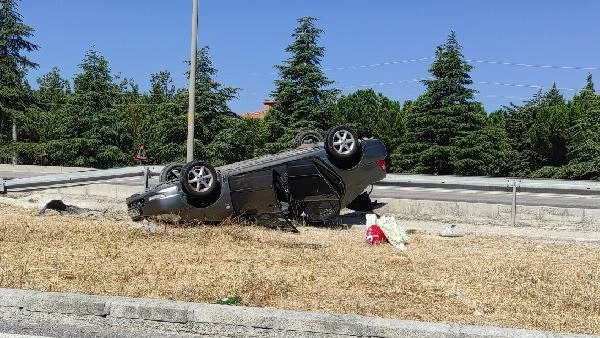 Otomobil takla attı, sürücü yara almadan kurtuldu