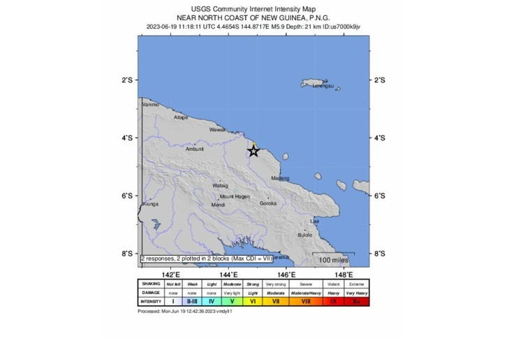 Papua Yeni Gine’de 5.9 büyüklüğünde deprem