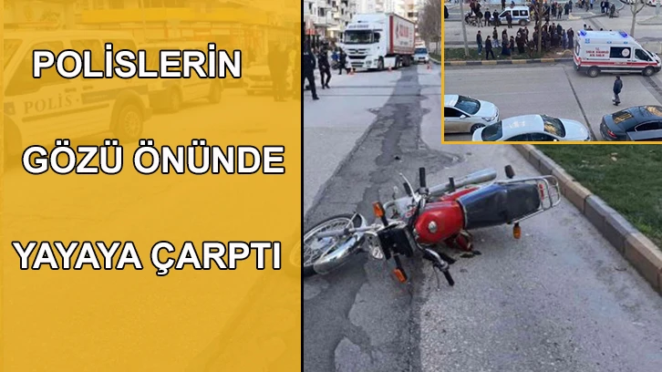 Polislerin gözü önünde yayaya çarptı