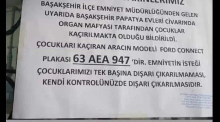 "Çocuk kaçırıyorlar" diye ilan asan site yöneticisi hakkında işlem yapıldı
