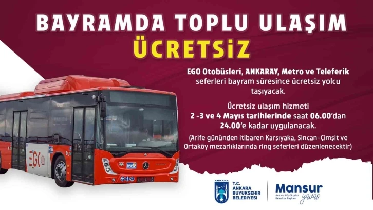 Ramazan Bayramı’nda toplu ulaşım ücretsiz olacak
