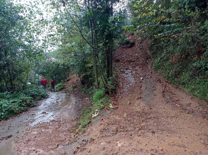 Rize’de heyelan nedeniyle kapanan 2 köy yolu için çalışmalar sürüyor
