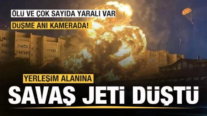 Rusya'da yerleşim alanına uçak düştü! Ölü ve yaralılar var! Düşme anı kamerada